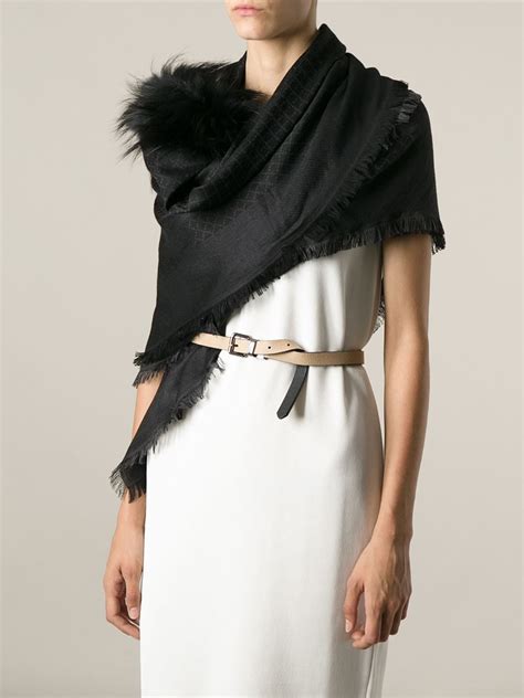 black and white gucci scarf|gucci scarf with fur trim.